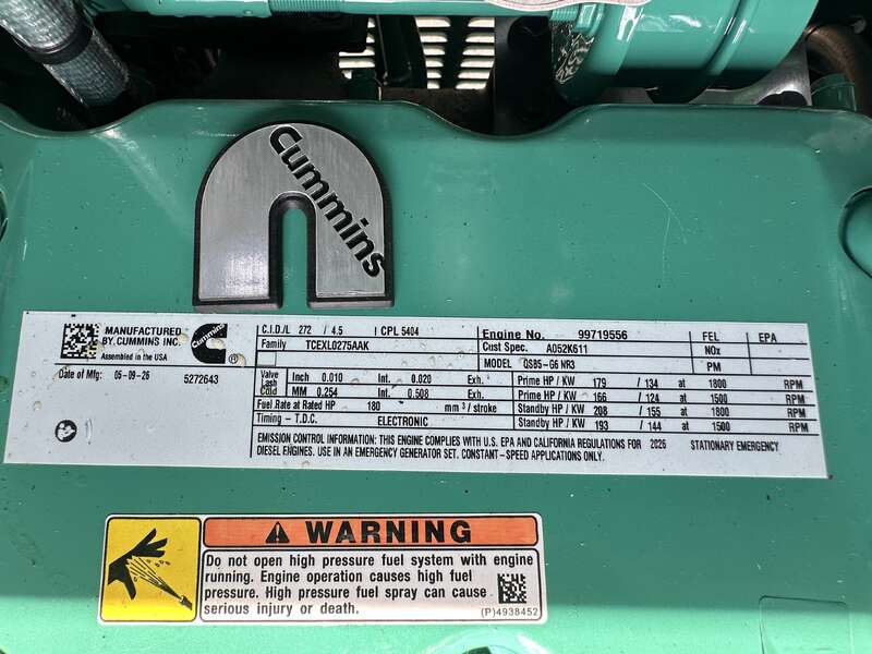New Cummins C125D6C QSB5-G6 NR3 Diesel Generator, EPA Tier 3                            