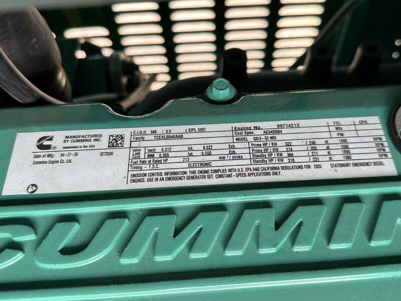 New Cummins DSHAD QSL9-G2 NR3 Diesel Generator EPA Tier 3                            