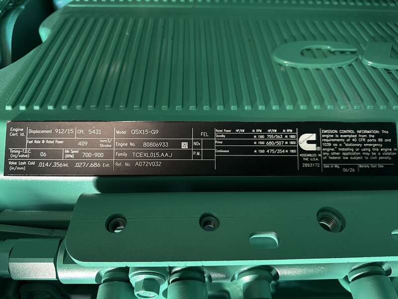 New Cummins DFEK QSX15-G9 Diesel Generator EPA Tier 2                            
