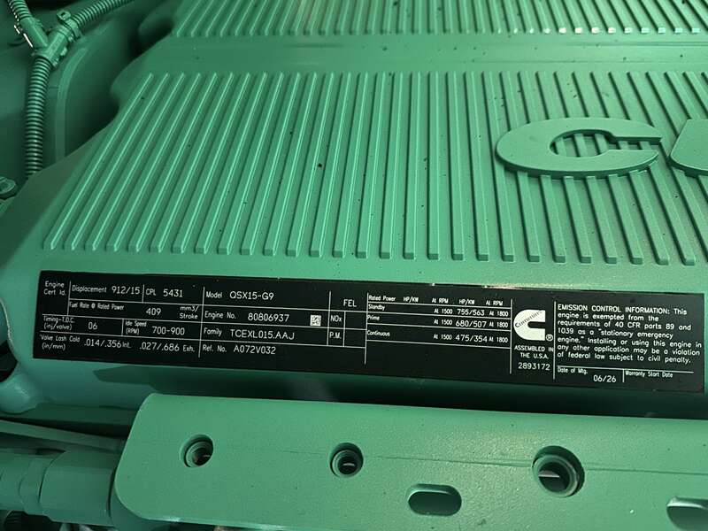 New Cummins DFEK QSX15-G9 Diesel Generator EPA Tier 2                            