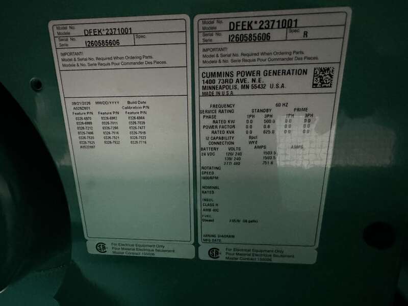 New Cummins DFEK QSX15-G9 Diesel Generator EPA Tier 2                            