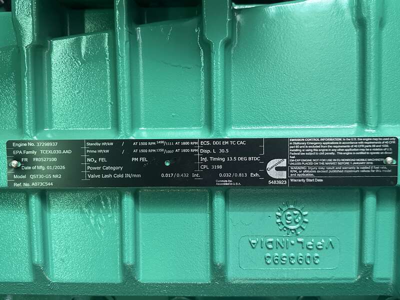 New Cummins DQFAD QST30-G5 NR2 Diesel Generator, EPA Tier 2                            