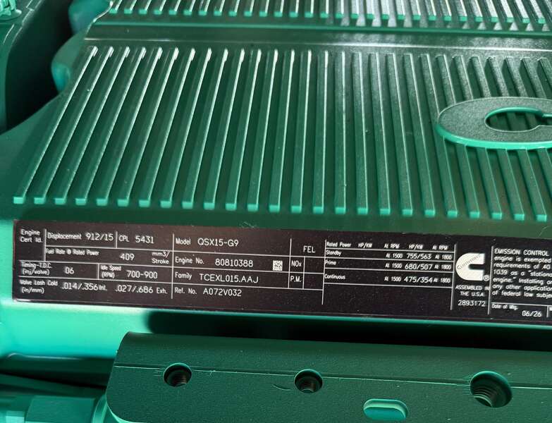 New Cummins DFEK QSX15-G9 Diesel Generator EPA Tier 2                            