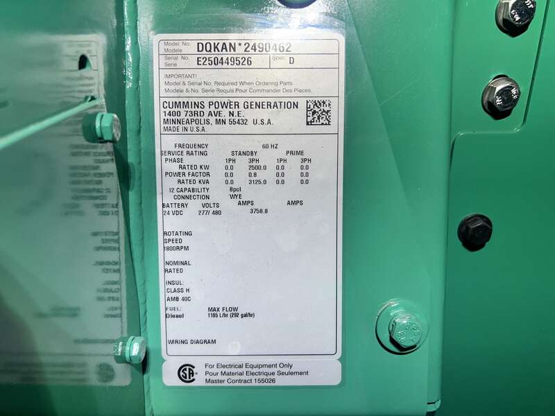 New Cummins DQKAN Diesel Generator, EPA Tier 2