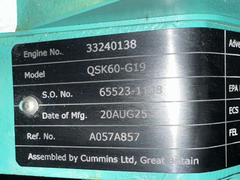 New Cummins DQKAN QSK60-G19 Diesel Generator, EPA Tier 2                            