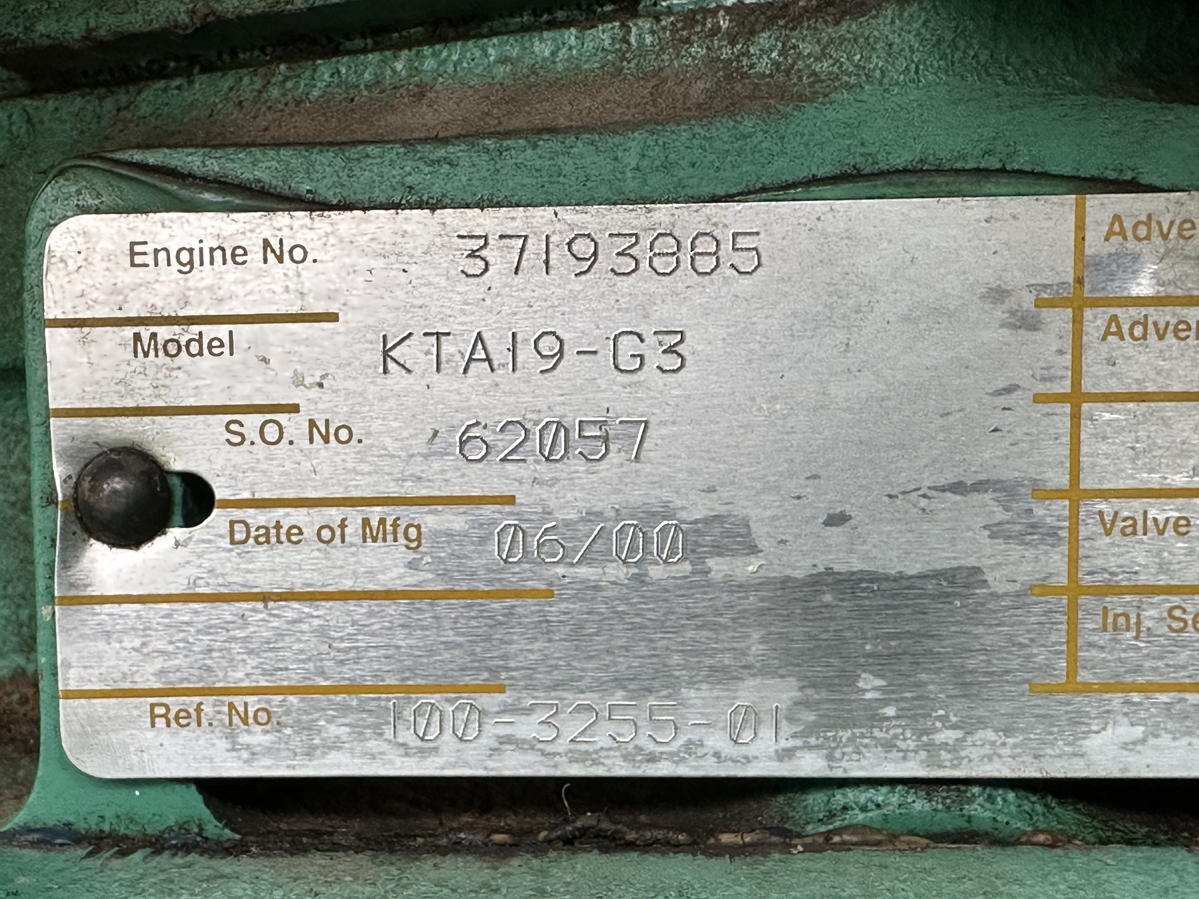 Used Cummins DFEC KTA19-G3 Diesel Generator, 1513 Hrs