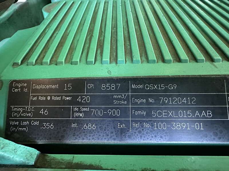Used Cummins DFEH QSX15-G9 Diesel Generator, 335 Hrs, EPA Tier 2