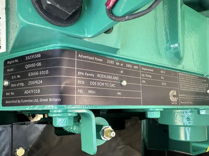 New Cummins DQKAB QSK60-G6  Diesel Generator, EPA Tier 2