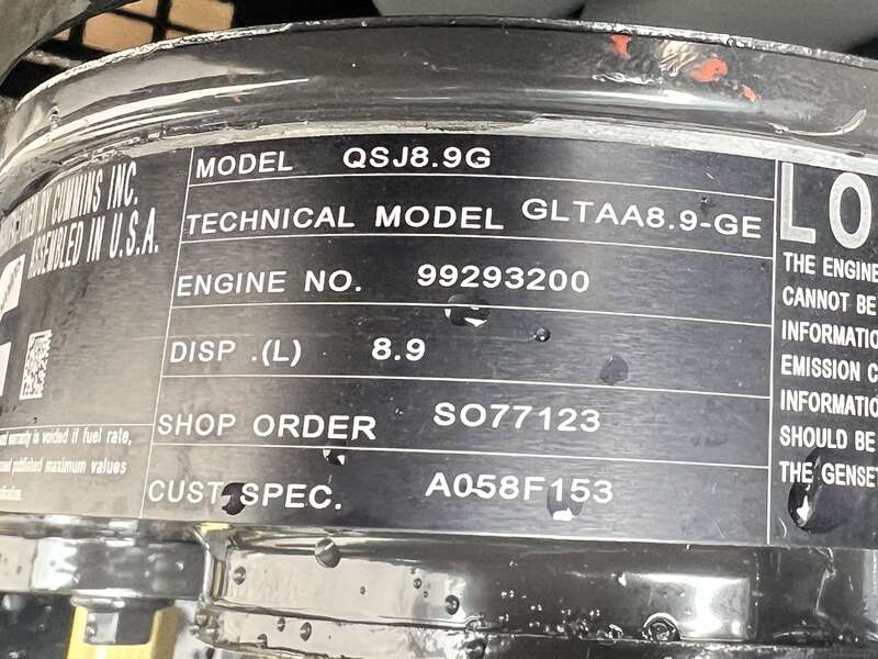 New Cummins C150N6 QSJ8.9G Natural Gas / Propane Generator, EPA Certified
