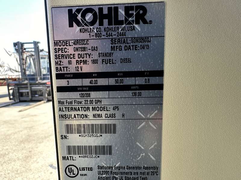Used Kohler 40REOZJC 4024HF Diesel Generator, 248 Hrs, EPA Tier 3