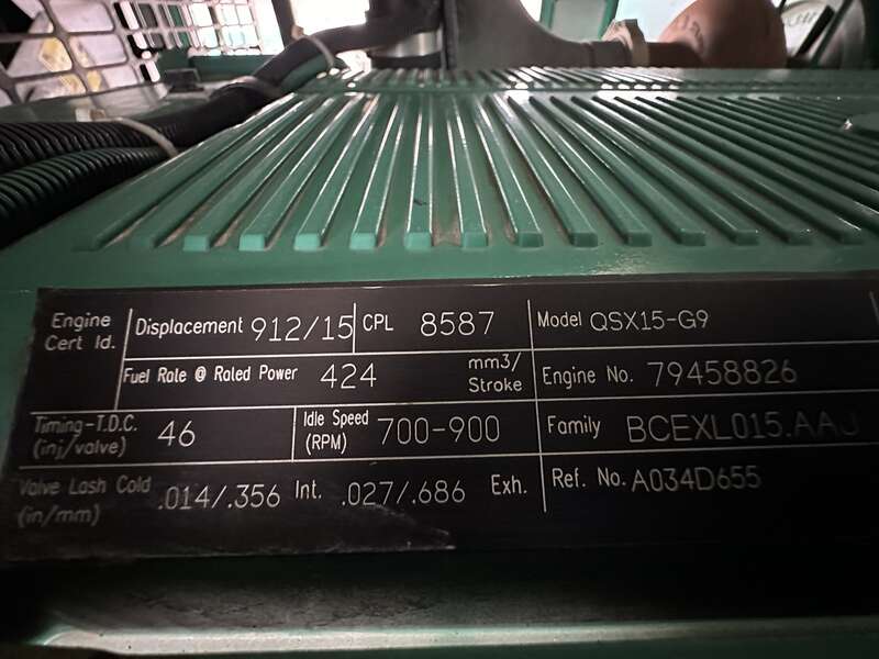 Used Cummins DFEK QSX15-G9 Diesel Generator, 300 Hrs, EPA Tier 2
