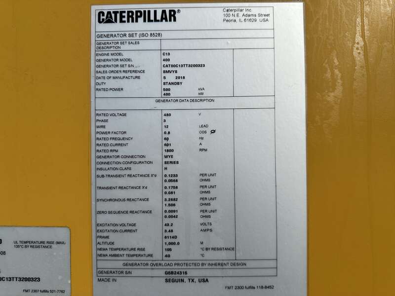 Used Caterpillar C13 Diesel Generator 354 Hrs EPA Tier 3