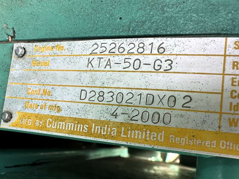 Used Cummins DFLC KTA50-G3 Diesel Generator, 1862 Hrs