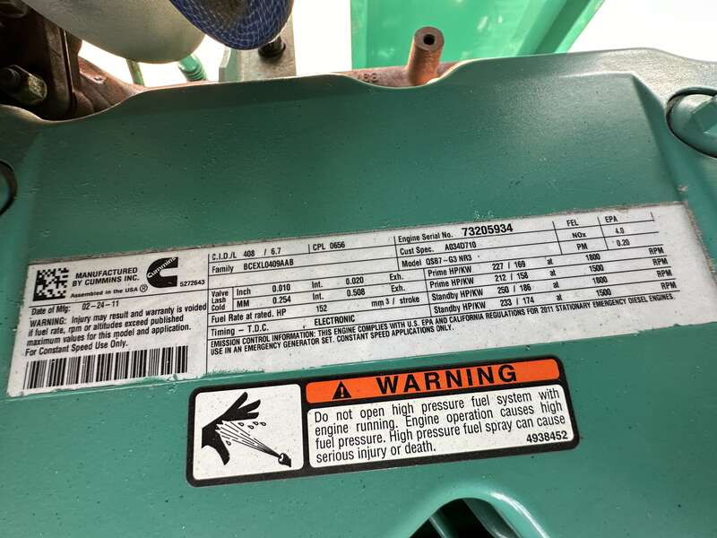 Used Cummins DSGAA Diesel Generator, 446 Hrs, EPA Tier 3