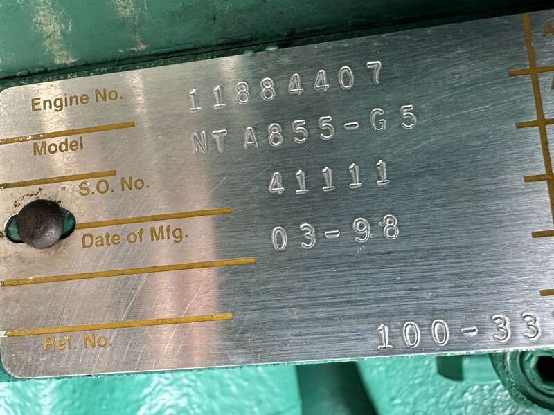 Used Cummins DFCE NTA855-G5 Diesel Generator, 544 Hrs