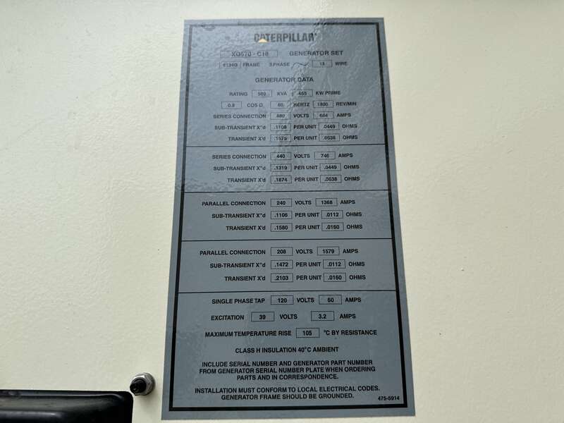 Used Caterpillar XQ570 Rental Grade Diesel Generator, 4439 Hrs, EPA Tier 4F