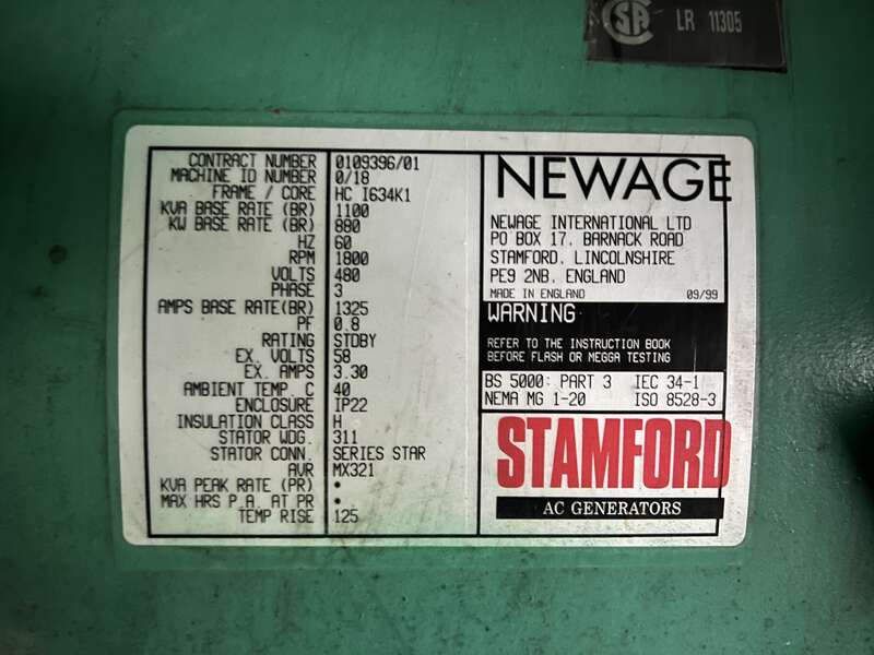 Used Cummins GTA50-G1 Natural Gas Generator, 715 Hrs