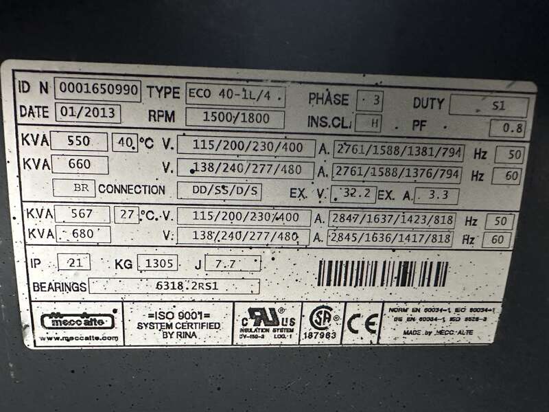 Used HIPOWER HFW350-T6 Diesel Generator, 184 Hrs, EPA Tier 3