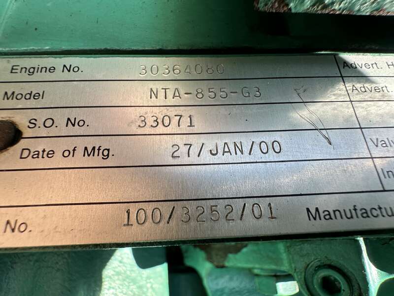 Used Cummins 350DFCC NTA-855-G3 Diesel Generator, 485 Hrs