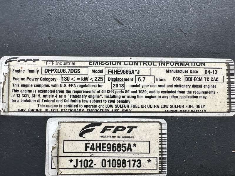 Used Generac Iveco/FPT 6.7L Diesel Generator, 258 Hrs, EPA Tier 3