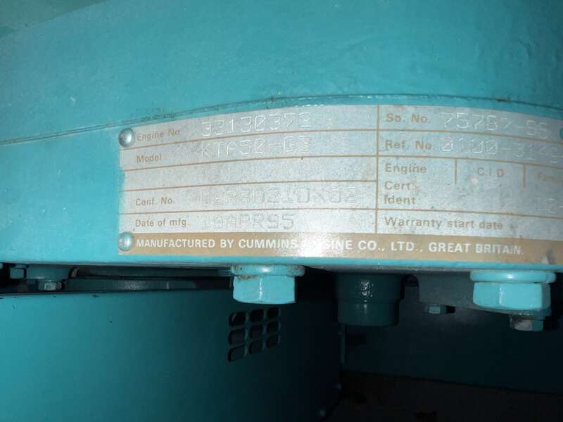 Used Cummins DFLC KTA50-G3 Diesel Generator, 1104 Hrs