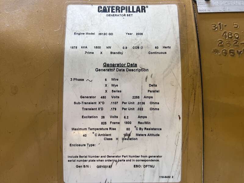 Used Caterpillar 3512C Diesel Generator, 421 Hrs, EPA Tier 2