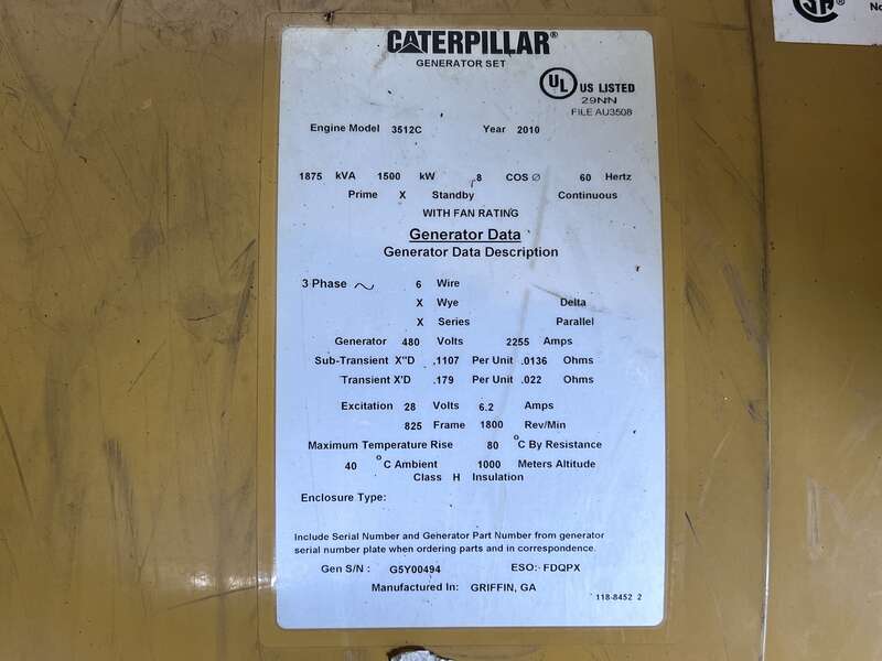 Used Caterpillar 3512C Diesel Generator, 403 Hrs, EPA Tier 2