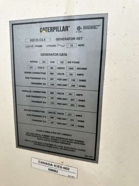 Used Caterpillar XQ125 Rental Grade Diesel Generator 5487 Hrs EPA Tier 4F