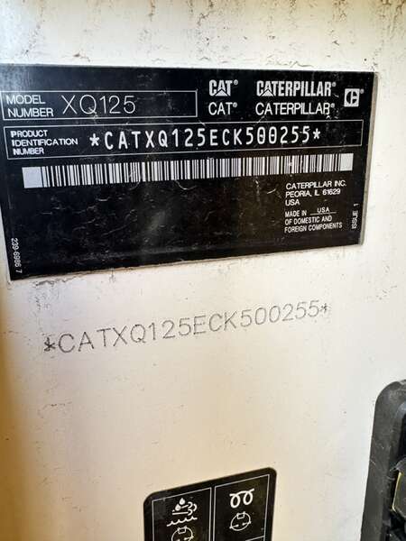 Used Caterpillar XQ125 Rental Grade Diesel Generator 5487 Hrs EPA Tier 4F