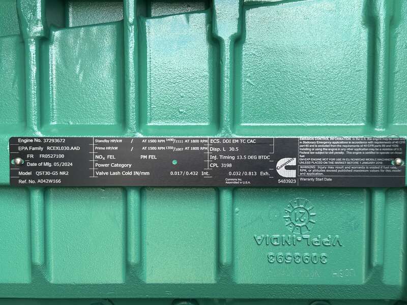 New Cummins DQFAD QST30-G5 NR2 Diesel Generator, EPA Tier 2