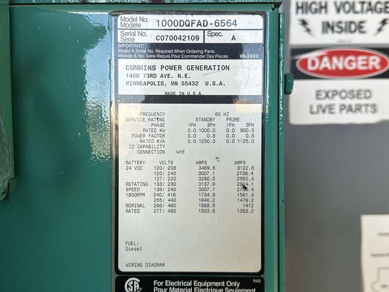 Used Cummins DQFAD Diesel Generator 0 Hr Rebuild, EPA Tier 2