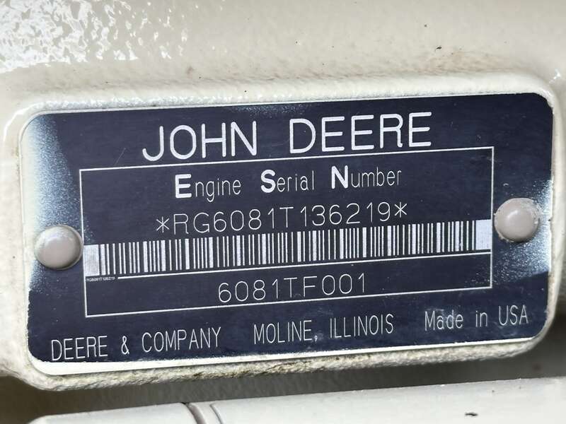 Used Kohler 135ROZJ John Deere 6081TF001 Diesel Generator, 533 Hrs