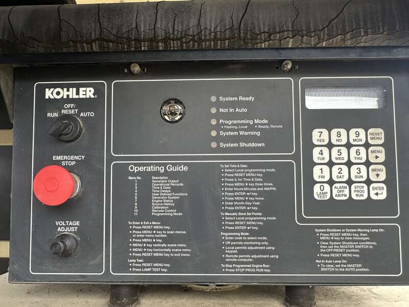 Used Kohler 135ROZJ John Deere 6081TF001 Diesel Generator, 533 Hrs