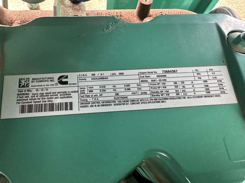 Used Cummins DSGAC QSB7-G5 Diesel Generator, 76 Hrs, EPA Tier 3