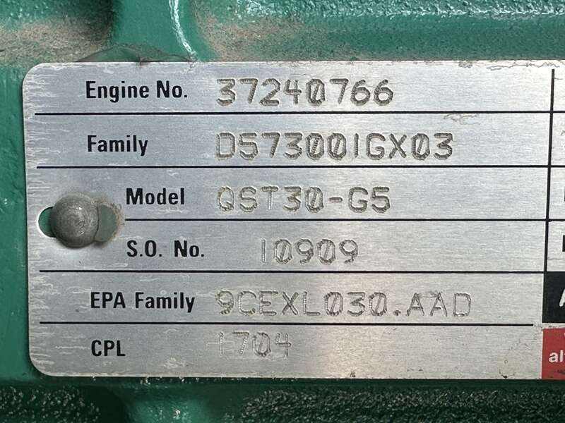 Used Cummins DQFAD QST30-G5 NR2 Diesel Generator, 328 Hrs, EPA Tier 2