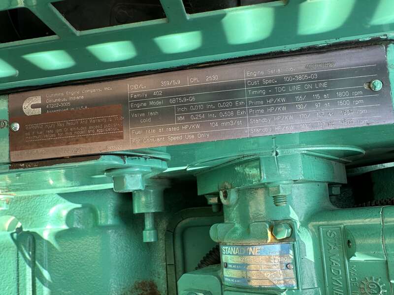 Used Cummins DGDB 6BT5.9-G6 Diesel Generator, 561 Hrs