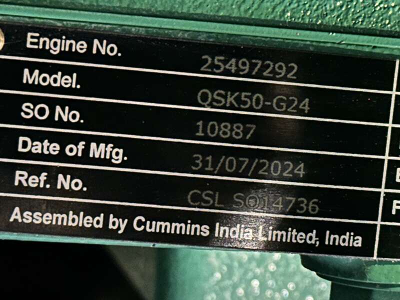New Cummins C2000D6E QSK50-G24 Diesel Generator, EPA Tier 2