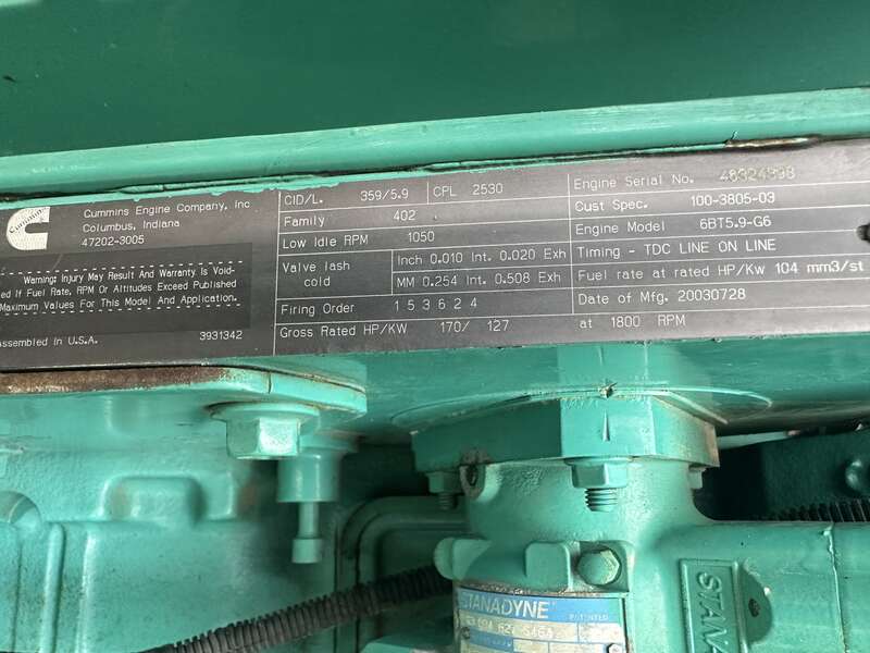 Used Cummins DGDB 6BT5.9-G6 Diesel Generator, 109 Hrs