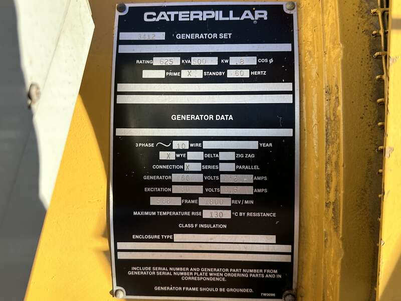 Used Caterpillar 3412 Diesel Generator, 325 Hrs