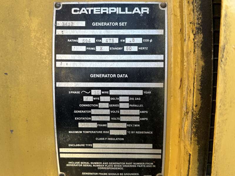 Used Caterpillar 3412 Diesel Generator, 1992 Hrs