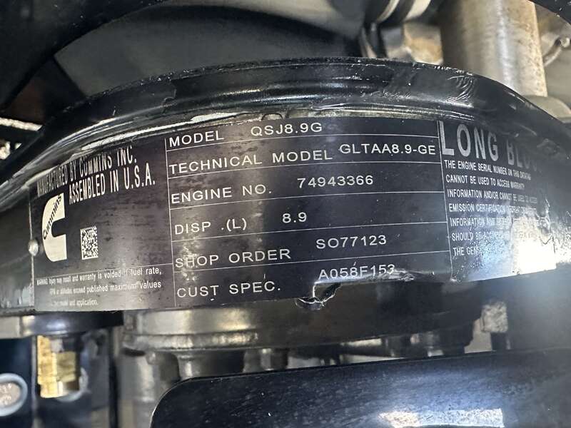 Used Cummins C200N6B QSJ8.9G Natural Gas / Propane Generator, 547 Hrs, EPA Certified