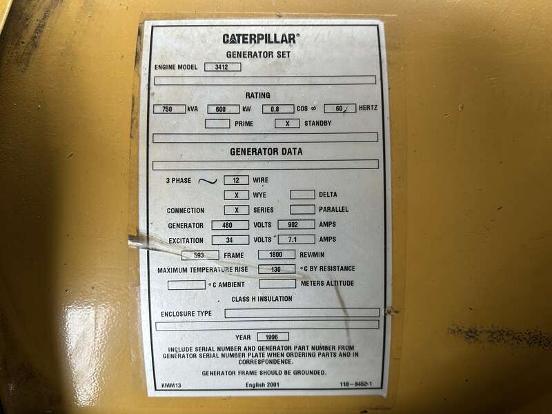Used Caterpillar 3412 Diesel Generator, 1159 Hrs