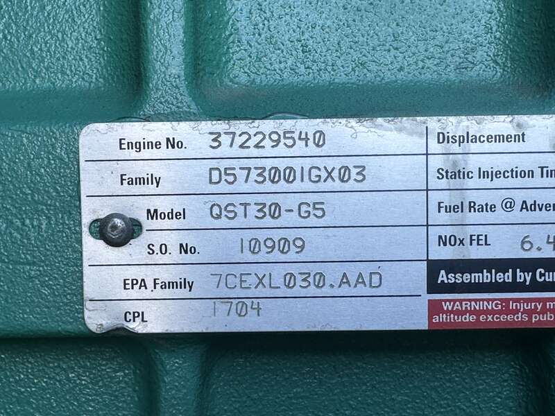 Used Cummins DQFAA QST30-G5 NR2 Diesel Generator, 792 Hrs, EPA Tier 2