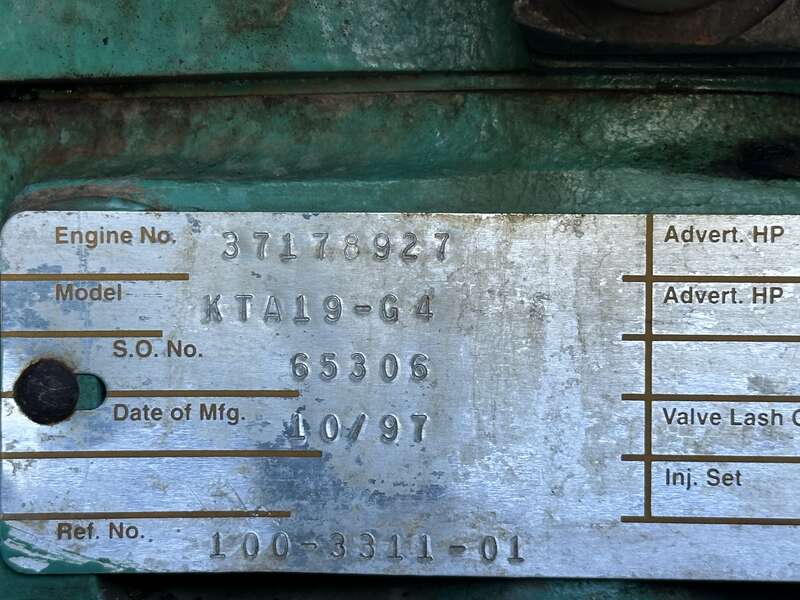 Used Cummins DFED KTA19-G4 Diesel Generator, 711 Hrs