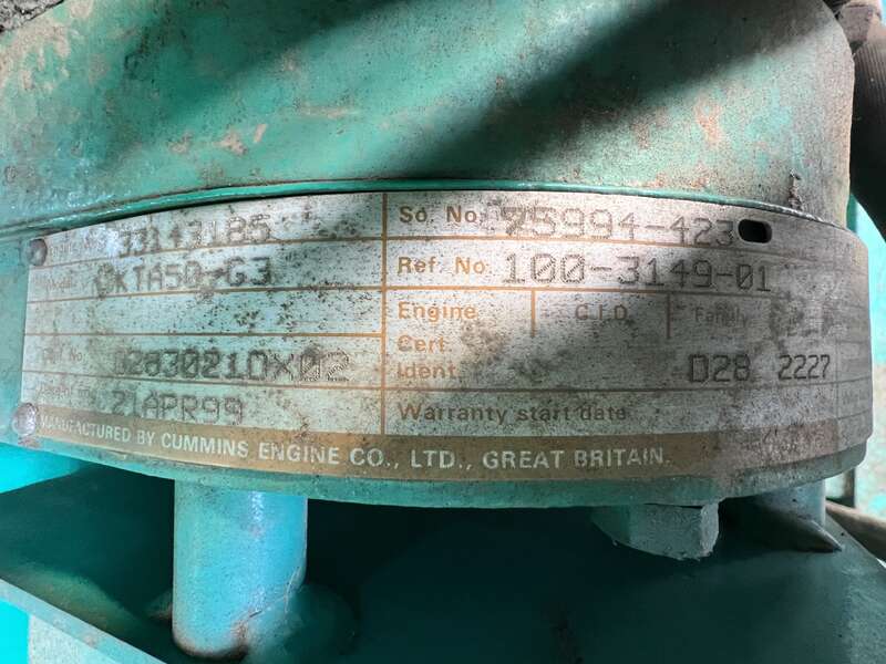 Used Cummins DFLC KTA50-G3 Diesel Generator, 546 Hrs