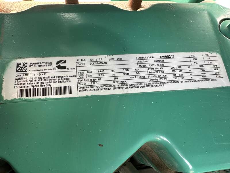 Used Cummins DSGAC QSB7-G5 NR3 Diesel Generator, 177 Hrs, EPA Tier 3
