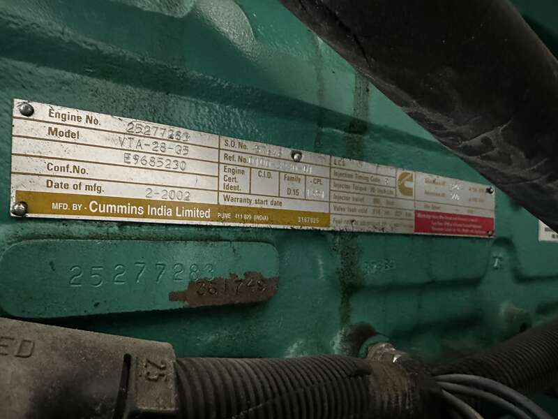 Used Cummins DFGB VTA28-G5 Diesel Generator, 231 Hrs