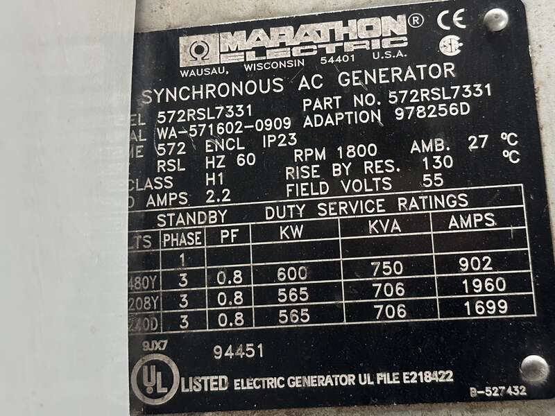Used MTU DS550 12V1600G10S Diesel Generator 119 Hrs EPA Tier 2