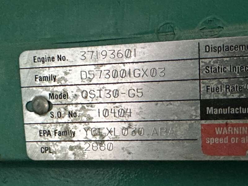 Used Cummins DFHD, QST30-G5 Diesel Generator,479 Hrs