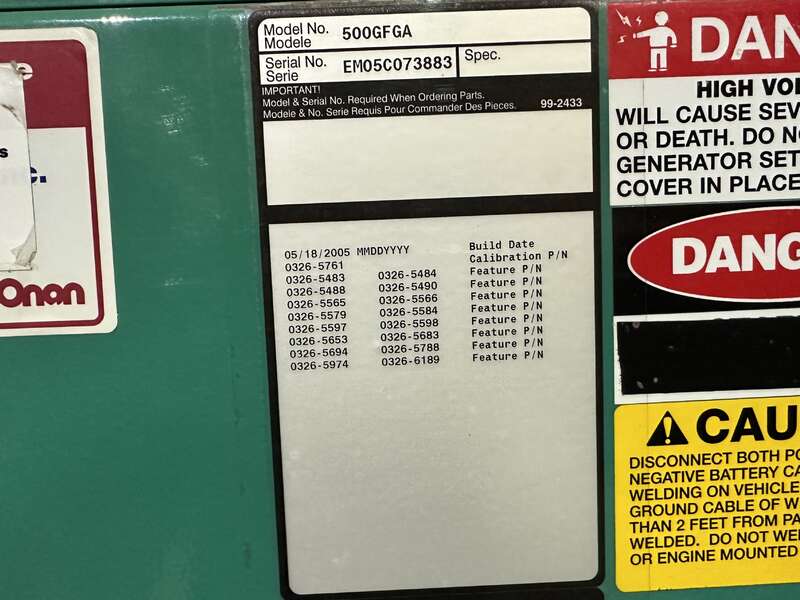 Used Cummins GFGA GTA28 Natural Gas Generator, 259 Hrs